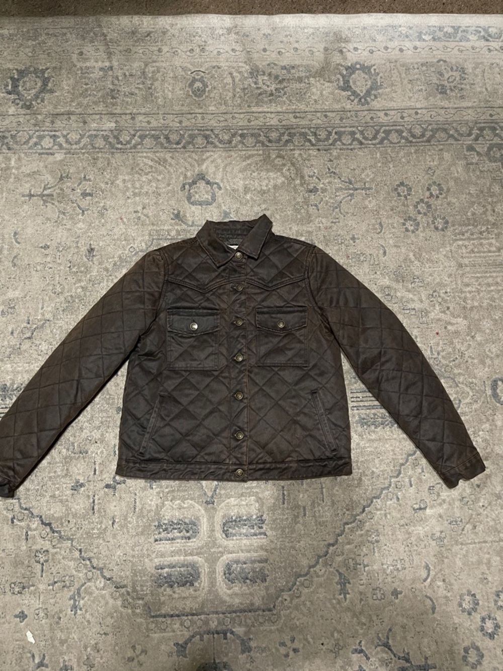Shyanne Women’s Quilted Faux Oil Skin Jacket - Brown